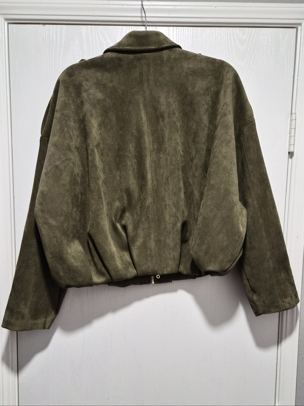 Zara Viral Faux Suede Olive Green Bomber Jacket Size Small - Picture 8 of 11